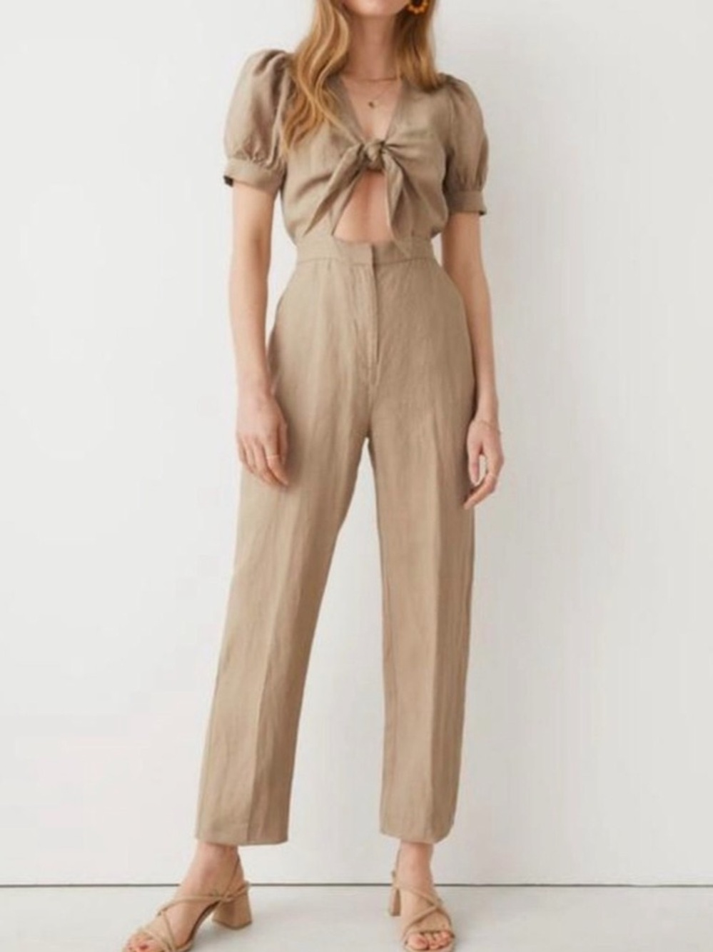 &Other Stories Tie-Knot Linen Jumpsuit